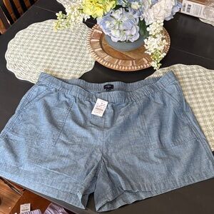 J. Crew Blue Chambray Elastic-Waist Shorts